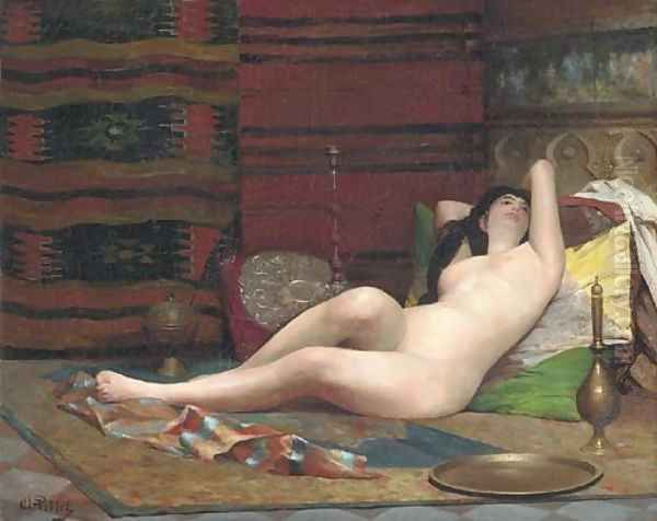 A moment of reverie in the Harem Oil Painting by Alphonse Pellet