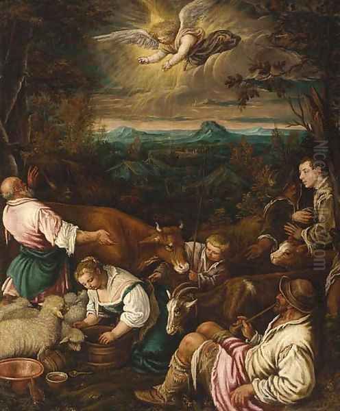 The Annunciation to the Shepherds Oil Painting by Giambattista Da Ponte (Giambattista Bassano)