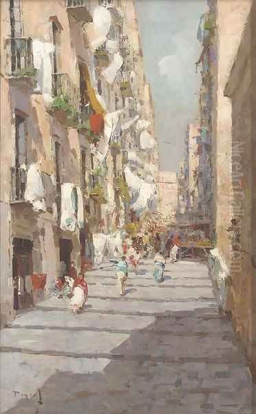 Neapolitan street scene Oil Painting by Gustavo Pisano