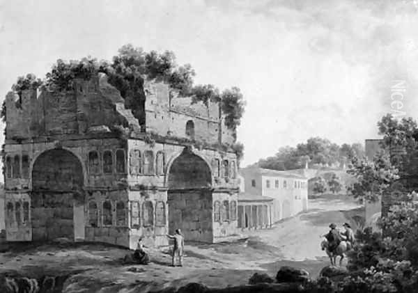 The Tomb of Cecilia Metella on the Via Appia, Rome Oil Painting by Simone Pomardi