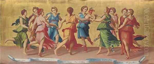 Apollo and the Nine Muses Oil Painting by Baldassare Peruzzi