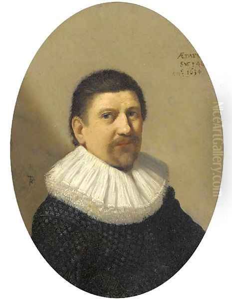 Portrait of a gentleman, aged 46 Oil Painting by Hendrick Gerritsz. Pot