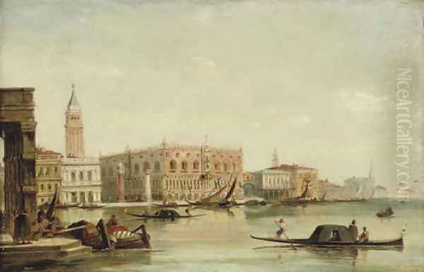 Gondolas before the Doge's Palace, Venice Oil Painting by Edward Pritchett