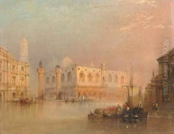 Vessels before St Mark's Square, Venice Oil Painting by Edward Pritchett