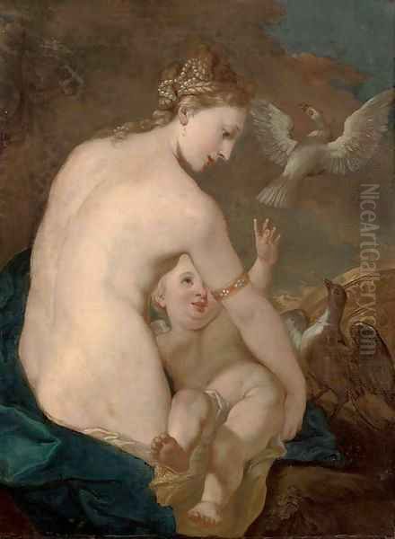 Venus and Cupid Oil Painting by Giovanni Antonio Pellegrini