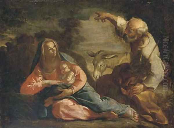 The Rest on the Flight into Egypt Oil Painting by Giovanni Antonio Pellegrini