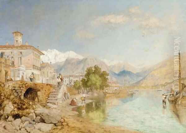 Lake Maggiore at Baveno, Italy Oil Painting by James Baker Pyne