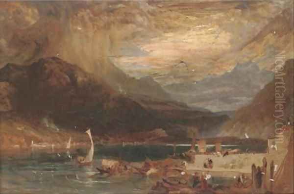 A storm on lake Como, northern Italy Oil Painting by James Baker Pyne