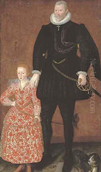 Portrait of Sir Edward Pytts, of Kyre Wyard, Worcestershire, and his grandson Oil Painting by Robert Peake