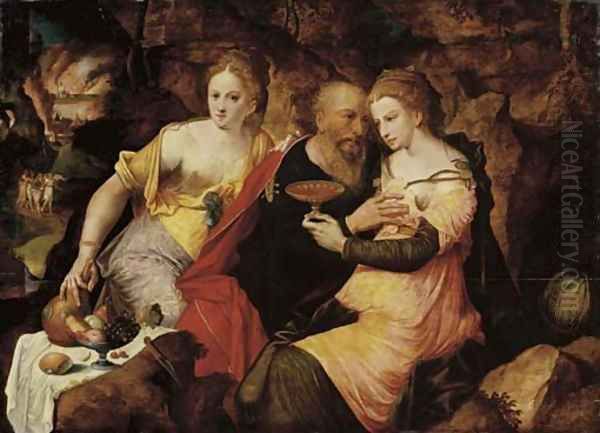 Lot and his Daughters Oil Painting by The Master Of The Prodigal