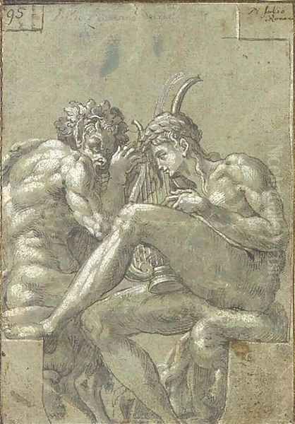 Apollo and Pan Oil Painting by Francesco Primaticcio