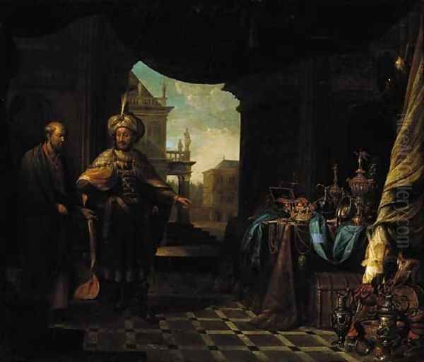 Croesus showing his riches to Solon Oil Painting by Willem De Poorter