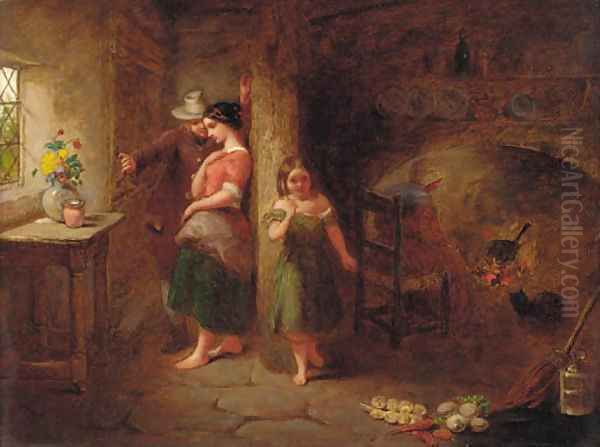 Figures in a cottage interior Oil Painting by After John Anthony Puller