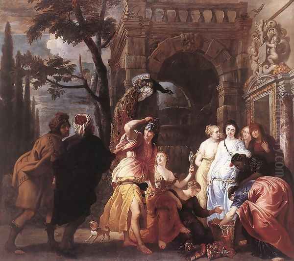 Achilles among the Daughters of Lycomedes Oil Painting by Erasmus II Quellin (Quellinus)