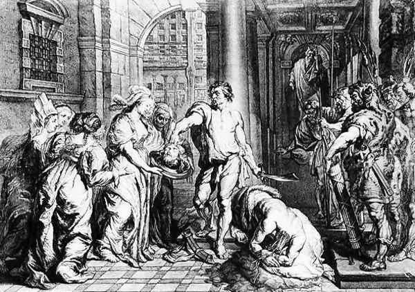 The Execution of St. John the Baptist, engraved by Martin I van den Enden fl. 1630-54 Oil Painting by Erasmus II Quellin (Quellinus)