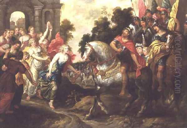 Jephthah Greeted by his Daughter at Mizpath Oil Painting by Erasmus II Quellin (Quellinus)