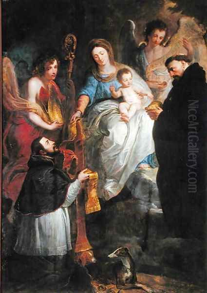 The Virgin Giving a Stole to St. Hubert Oil Painting by Erasmus II Quellin (Quellinus)