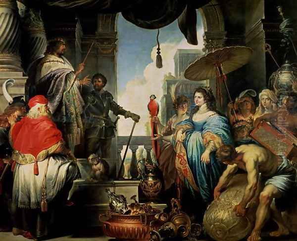 Solomon and the Queen of Sheba Oil Painting by Erasmus II Quellin (Quellinus)