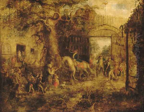 The Vigilant Stuyvesant's Wall Street Gate Oil Painting by John Quidor