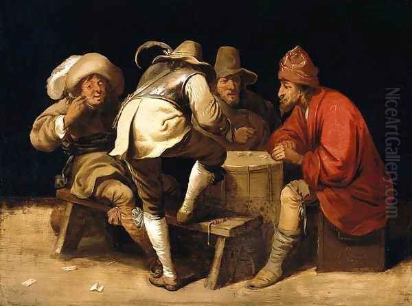 Soldiers Gambling with Dice 1643 Oil Painting by Pieter Jansz. Quast