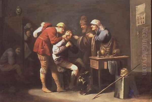 A Visit to the Dentist Oil Painting by Pieter Jansz. Quast