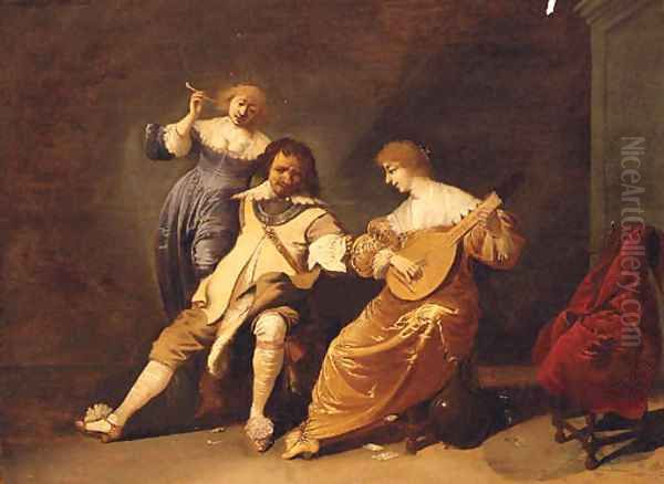 Elegant company making music Oil Painting by Pieter Jansz. Quast