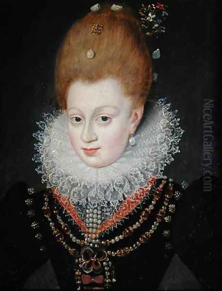 Portrait presumed to be Gabrielle dEstrees 1573-1599 Oil Painting by Francois, the Elder Quesnel