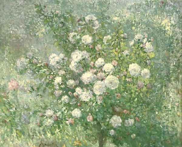 A white rose bush Oil Painting by Ernest Quost