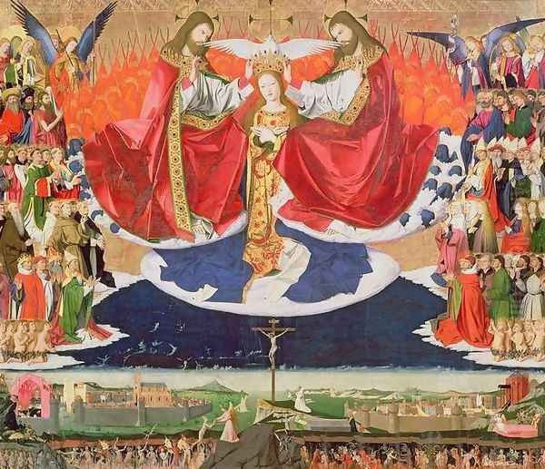 The Coronation of the Virgin, completed 1454 2 Oil Painting by Enguerrand Quarton