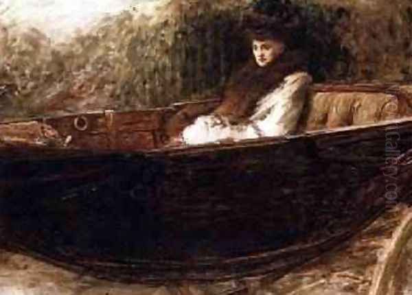 Lady in a Landau Oil Painting by Sir William Quiller-Orchardson