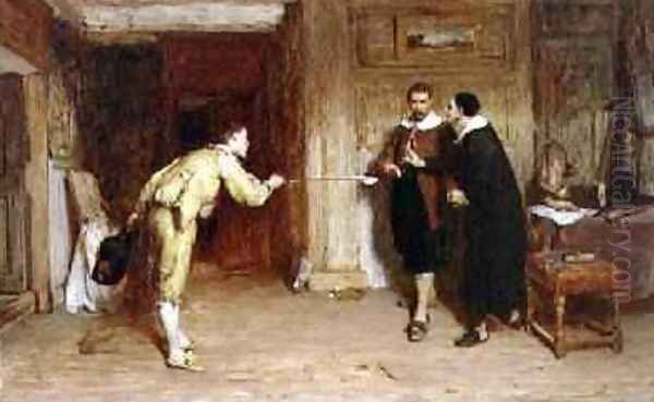 The Challenge A Puritans Struggle between Honour and Conscience 1864 Oil Painting by Sir William Quiller-Orchardson