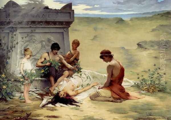 Death Of Polyxena Oil Painting by Paul Francois Quinsac