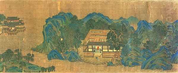 Wang Chuans Residence, after the Painting Style and Poetry of Wang Wei 701-761 Oil Painting by Ying Qiu