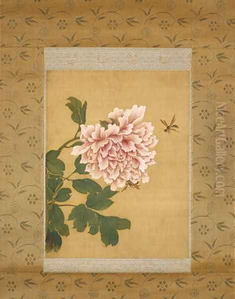 Peony and Two Insects, Qing Dynasty, c.1760 Oil Painting by Shen Quan