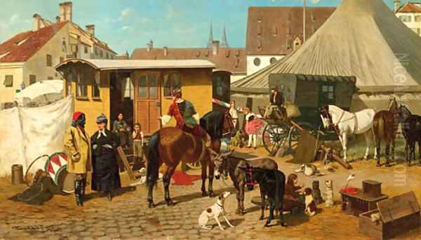 Circus on the St. Jakobsplatz, Munich Oil Painting by Franz Quaglio