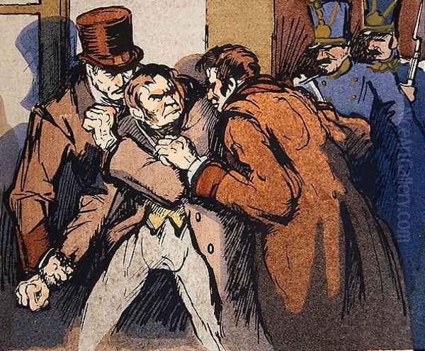 The Arrest of Vautrin, illustration for Splendeurs et Miseres des Courtisanes by Honore de Balzac, 1922 Oil Painting by Quint