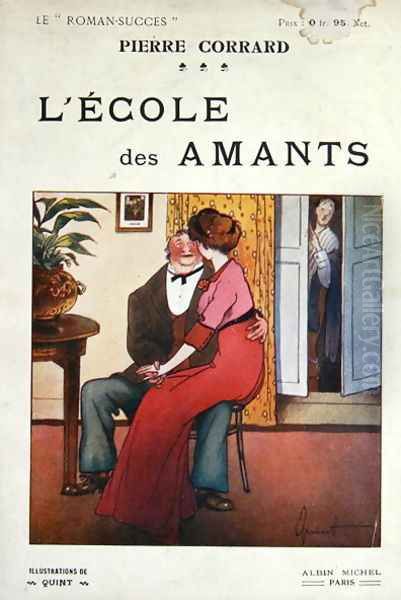 Cover for a novel LEcole des Amants by Pierre Corrard, published Paris, before 1914 Oil Painting by Quint