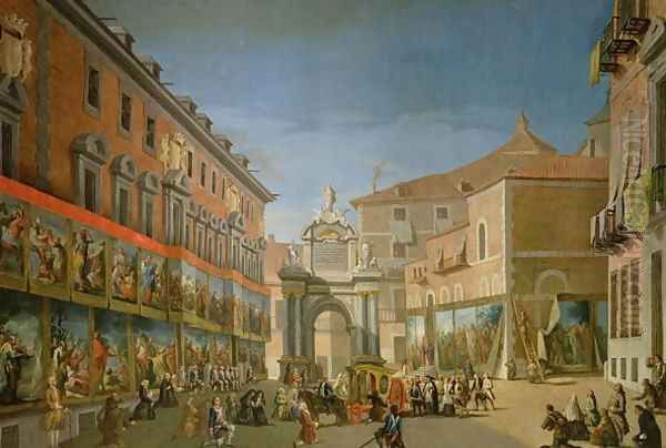 The Arch of Triumph of St. Mary in the Main Street of Madrid Oil Painting by Lorenzo de Quiros