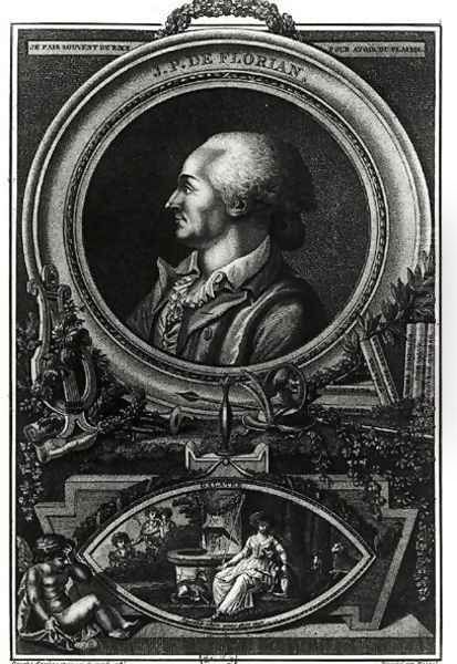 Jean-Pierre Claris de Florian 1755-94 engraved by Massol, 1785 Oil Painting by Queverdo, Francois Maria Isidore