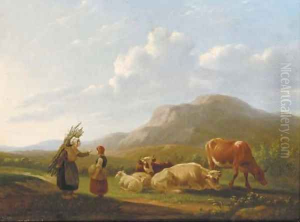 A summer landscape with cattle Oil Painting by Matthijs Quispel