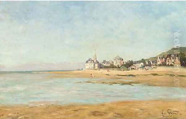 La plage de Beuzeval, Normandie Oil Painting by Lucien Charles Justin Quintard