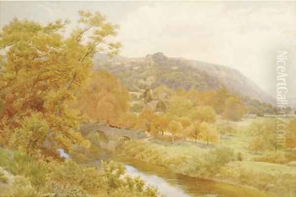 Bredwardine Bridge on the Wye, Hereford Oil Painting by Alfred Robert Quinton