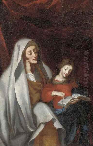 The Education of the Virgin Oil Painting by Erasmus II Quellin (Quellinus)