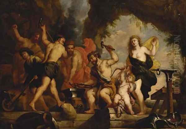 Venus at the Forge of Vulcan Oil Painting by Erasmus II Quellin (Quellinus)