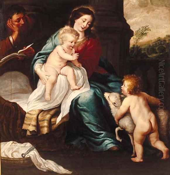 The Madonna and Child with the Infant Saint John the Baptist Oil Painting by Erasmus II Quellin (Quellinus)