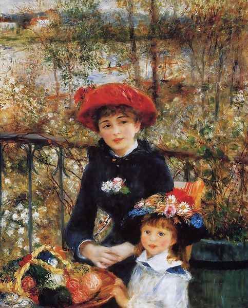 Two Sisters Aka On The Terrace Oil Painting by Pierre Auguste Renoir