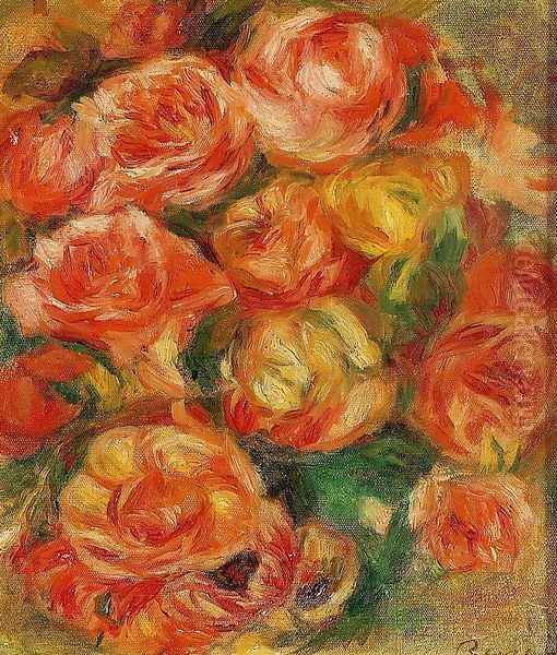 A Bowlful Of Roses Oil Painting by Pierre Auguste Renoir