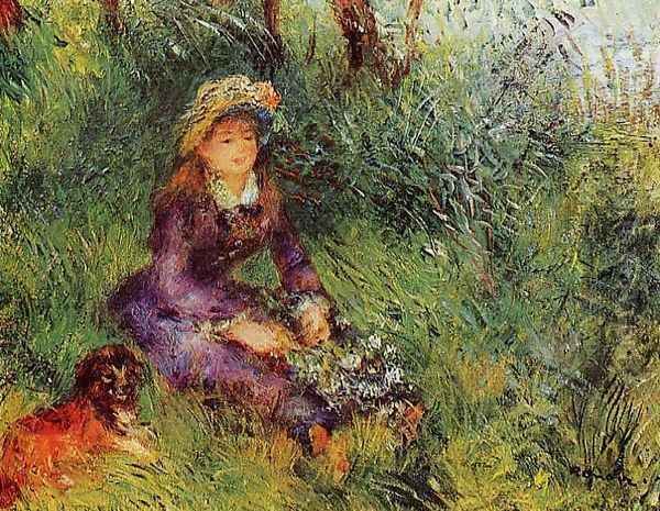 Madame Renoir With A Dog Oil Painting by Pierre Auguste Renoir