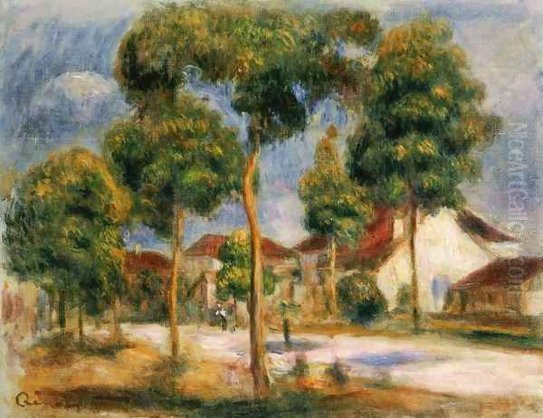 A Sunny Street Oil Painting by Pierre Auguste Renoir