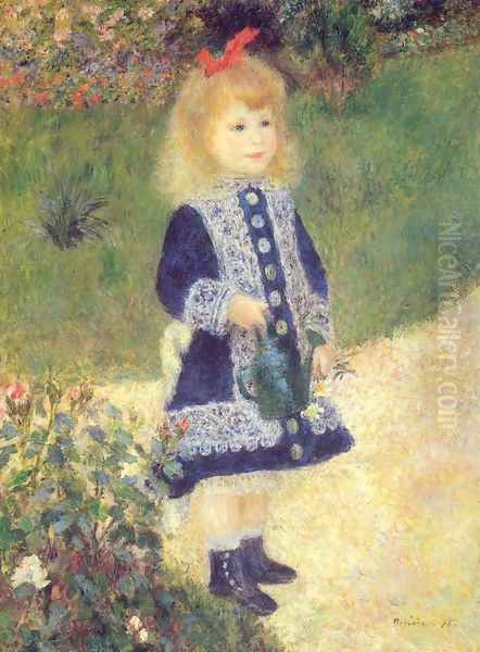 A Girl with a Watering Can Oil Painting by Pierre Auguste Renoir